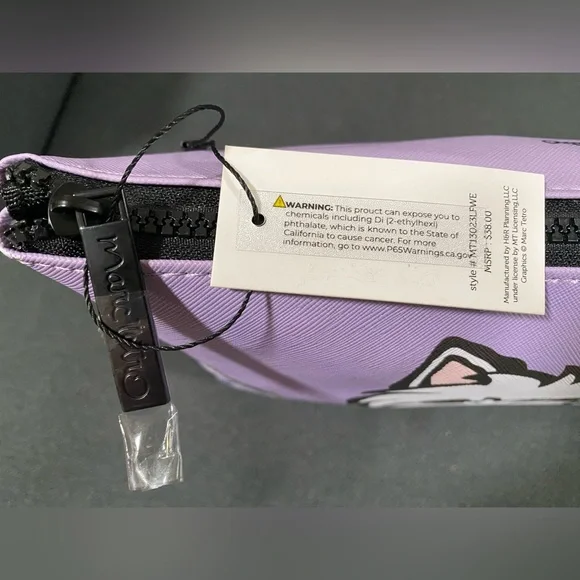 NWT Marc Tetro White Westie Dog Print & Purple Hydrangea Flowers Bag - Picture 12 of 13